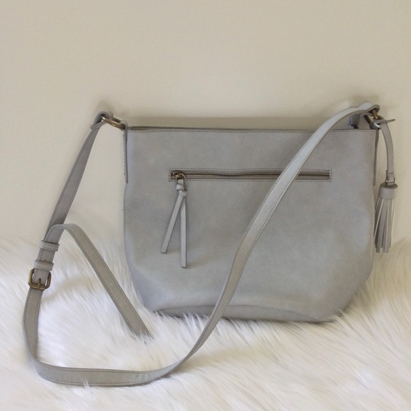 Sonoma Handbags - Pastel Gray Blue Crossbody Shoulder Bag Tote Purse Vegan Faux Leather